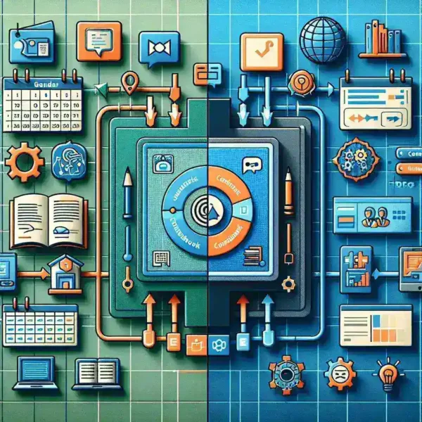 "Comparativa visual entre Moodle y Google Classroom destacando las características clave de cada plataforma LMS para ayudar a los educadores a elegir la más adecuada."