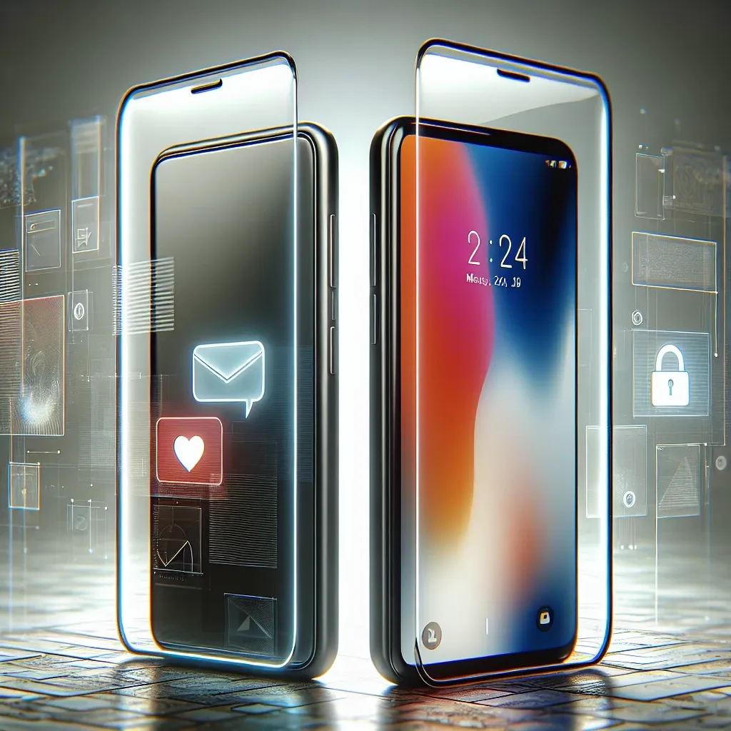 "Image illustrating the security risks of text messaging between iPhone and Android devices, highlighting FBI warnings on data privacy."